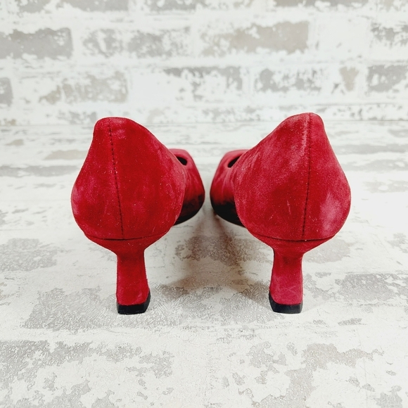 NEW Lafayette 148 New York Red Suede Slip On Business Casual Mid High Heels W622 - Picture 6 of 14